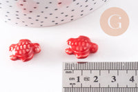 Perle tortue porcelaine rouge 12mm, x5 (G3906)