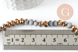 Perle toupie cristal gris or 6x5mm, perles bijoux, perle bicone cristal gris,Perle verre facette, fil de 42 cm x1 (G6179)