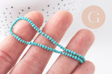 Perle toupie howlite naturelle turquoise 1mm, bijou en pierre naturelle, turquoise naturelle, perle en pierre, fil de 30cm x1 (G7263)