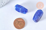 Perle tube acrylique bleu imitation pierre 25mm, x5 (G6796)