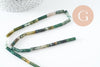 Perle tube agate mousse naturelle 13-14mm, x1 fil de 40cm (G2545)