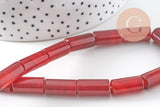 Perle tube cornaline agate naturelle 16-18mm, x1 fil de 39cm (G5186)