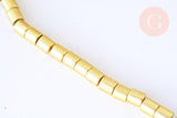 Perle tube hématite dorée non magnétique, perle colonne pierre, 6x4mm,fil de 60 perles, x1 (G5612)