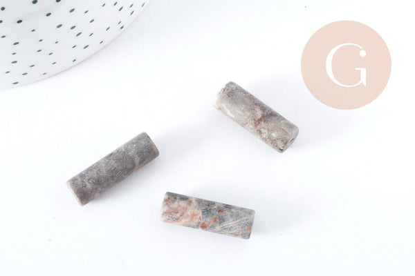 Perle tube jaspe beige naturel 27mm, x5 (G8288)