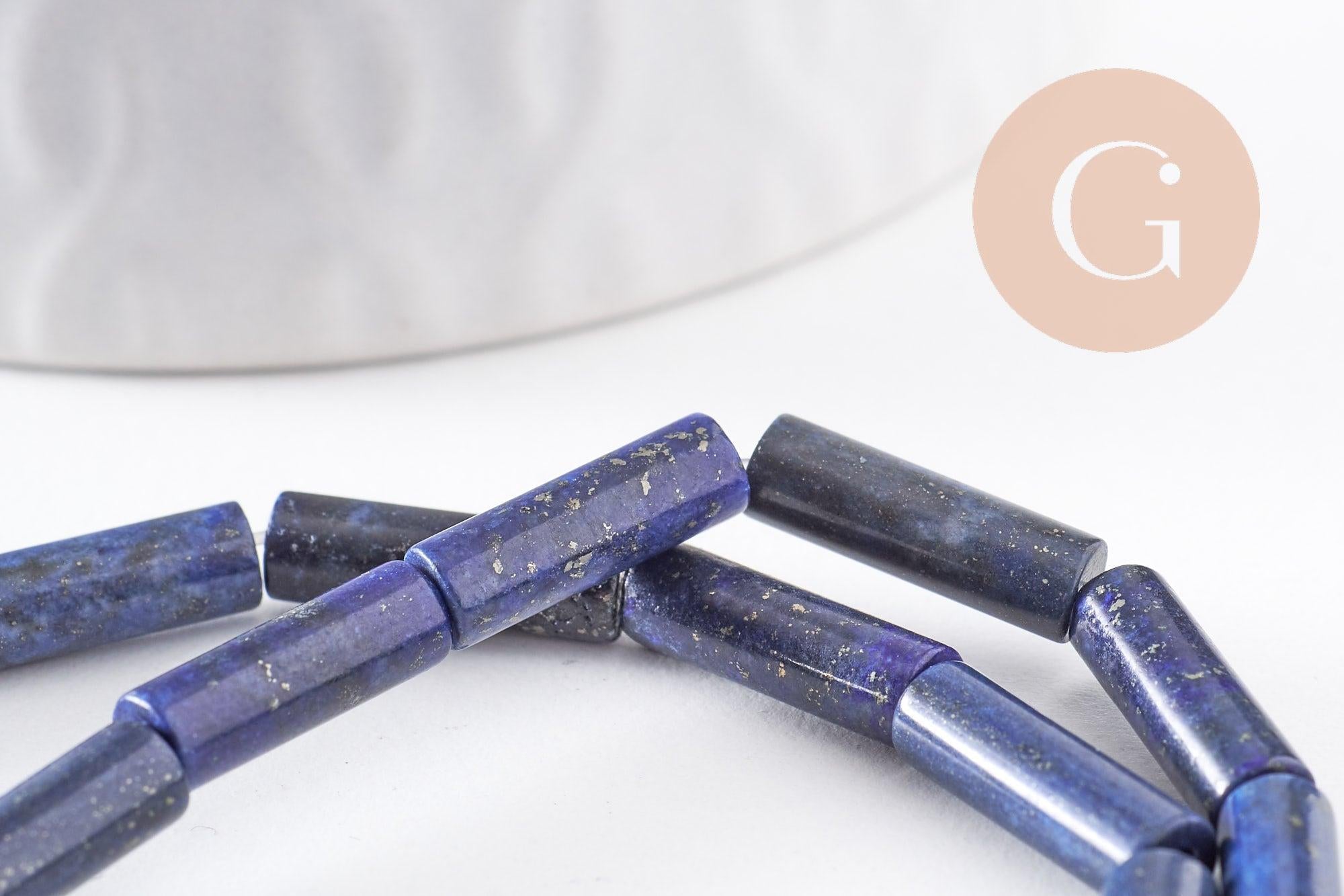 Perle tube lapis Lazulis naturel 13x4mm, des perles naturelles pour creation bijou en pierre naturelle lapis naturel,x1 fil, (G5167)