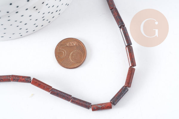 Perle tube pierre variée naturelle & synthèse 13-14mm, x1 fil de 40cm (G8904)