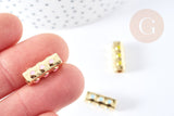 Perle tube pois doré 18K émaillé 17mm, perle dorée bijoux , x1 G8556