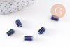 Perle tube porcelaine bleu foncé 10mm, x5 (G5395)