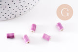 Perle tube porcelaine violette 10mm, x5 (G2351)