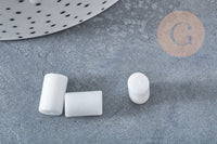 Perle tube quartz neige 12x7mm, x10 (G8830)