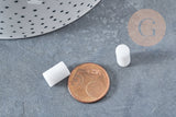 Perle tube quartz neige 12x7mm, x10 (G8830)
