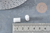 Perle tube quartz neige 12x7mm, x10 (G8830)