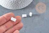 Perle tube quartz neige 12x7mm, x10 (G8830)