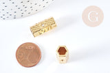 Perle tube talisman message THIS IS LOVE cristal laiton doré 21mm, perle dorée bijoux chance, x1 G7673
