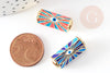 Perle tube talisman oeil protecteur émail coloré laiton doré 22 mm, x1 (G8506)