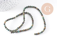 Perle turquoise africaine naturelle 4mm, x1 fil de 38cm (G1544)