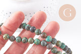 Perle turquoise africaine naturelle 8mm,x1 fil de 40cm (G5153)
