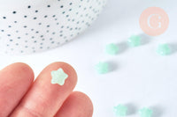 Perle verre imitation jade étoile vert clair 8mm, création de bijoux DIY, perle en verre étoile vert clair, x10 G6950