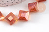 Perle verre losange irisé facetté 17mm, perles carrée, perles verre pour création bijoux,fil de 35 perles, X1 (G6064)