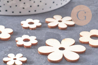 Perles Fleur en bois brut rondes 18-39mm, x10 (G10543)