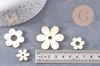 Perles Fleur en bois brut rondes 18-39mm, x10 (G10543)