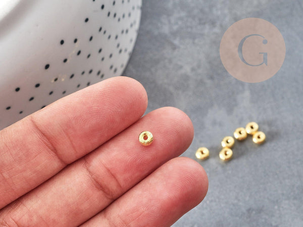 Perles Intercalaires rondelles laiton doré 18K 4x2.5mm, création de bijoux x10 G9052