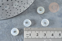 Perles Rondelles agate blanche naturelle 10x4.5mm, création bijoux pierre, x 2 (G7894)