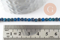 Perles Rondes facettées agate bleue foncée 4mm, perle agate naturelle, pierre gemme, perle facette,4mm,fil de 37cm x1 (G1087)