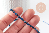 Perles Rondes facettées agate bleue foncée 4mm, perle agate naturelle, pierre gemme, perle facette,4mm,fil de 37cm x1 (G1087)