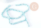 Perles Rondes plates porcelaine bleu clair mauvais œil bleu 8x5mm, x10 (G8899)