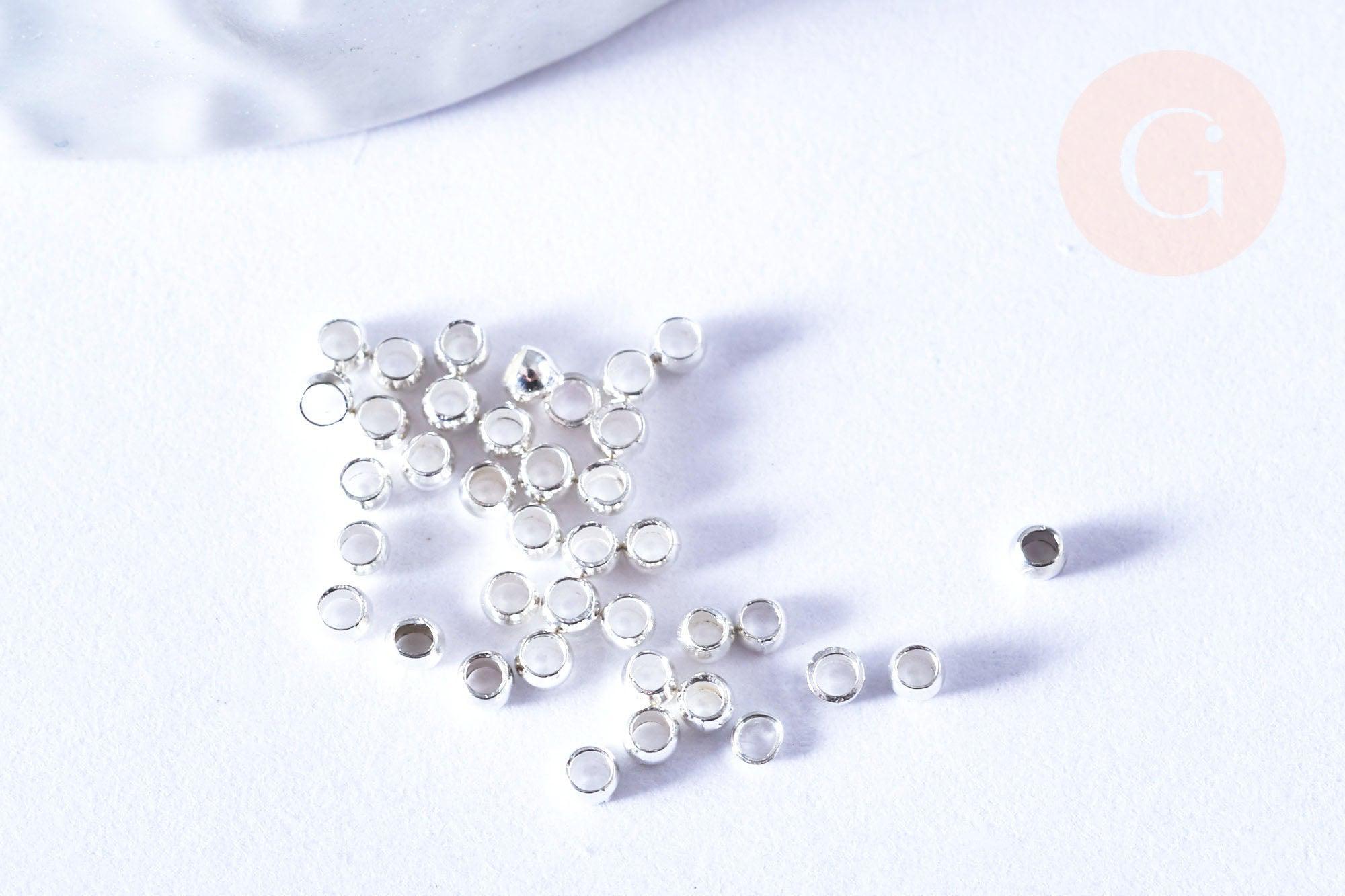Perles à écraser laiton argenté 2.5x1.5mm, x5 grammes (G6866)