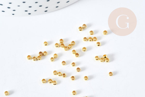 Perles à écraser laiton doré 2.5x1.5mm, fournitures dorées pour création bijoux, x5Gr (G2551)