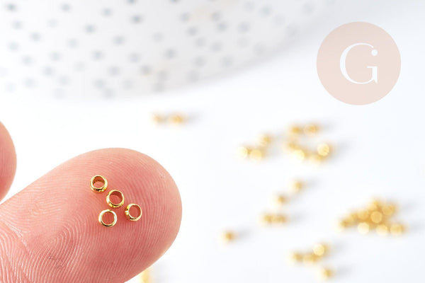 Perles à écraser laiton doré 2.5x1.5mm, fournitures dorées pour création bijoux, x5Gr (G2551)