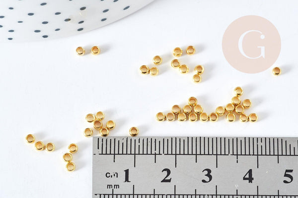 Perles à écraser laiton doré 2.5x1.5mm, x5Gr (G2551)