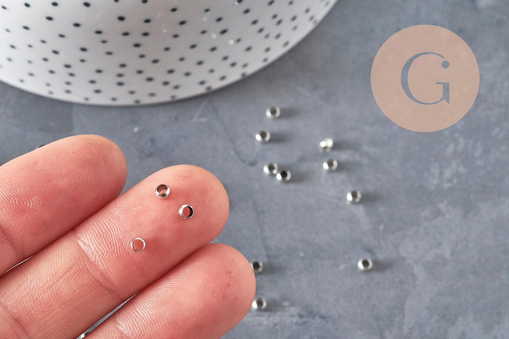 Crimp Beads Platinum Brass 3x2mm, x2 grams (G11207)