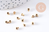 Perles à écraser tube 2 en 1 acier 304 inoxydable doré/platine IP 3.5x2mm x5 (G10748)
