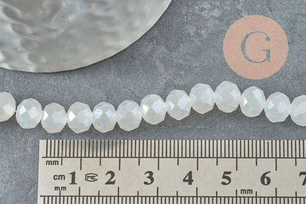 Perles abacus cristal blanc irisé 8x6mm, x1 fil de 49cm (G3386)