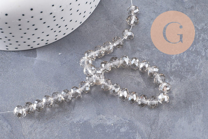 Perles abacus cristal facette gris 8mm x1 fil de 39cm (G0660)