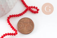 Perles abacus rouge-orange, cristal orange, fourniture ,perle cristal, 3 mm, fil de 38 cm x1 (G4677)