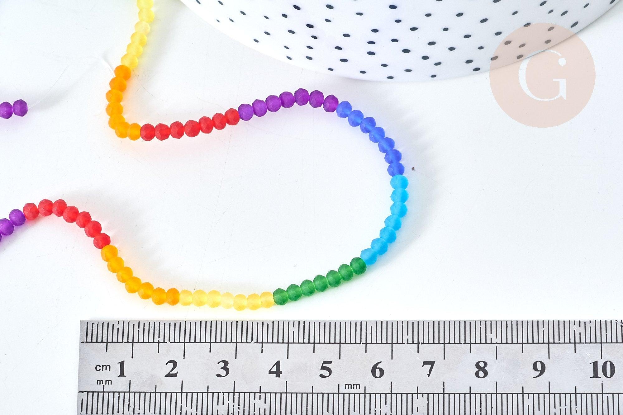 Perles abacus verre multicolore 2mm, création bijoux perles cristal, fil de 42.5cm, X1 (G7827)