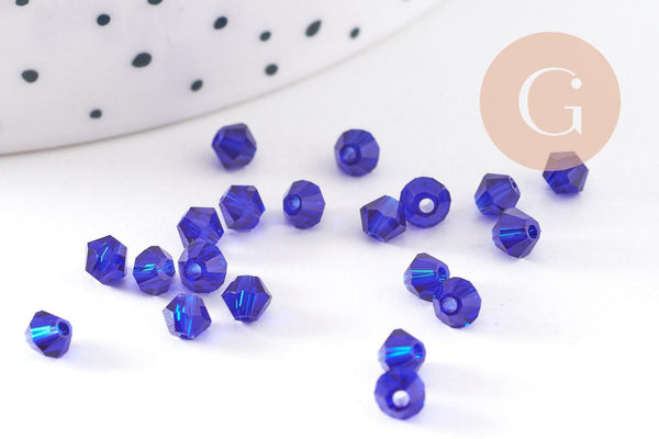 Perles bicone cristal autrichien facette bleu roi 4mm, x20 (G2356)