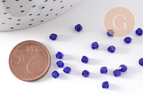 Perles bicone cristal autrichien facette bleu roi 4mm, x20 (G2356)