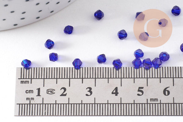 Perles bicone cristal autrichien facette bleu roi 4mm, x20 (G2356)