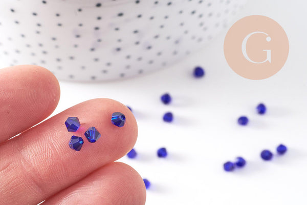 Perles bicone cristal autrichien facette bleu roi 4mm, x20 (G2356)