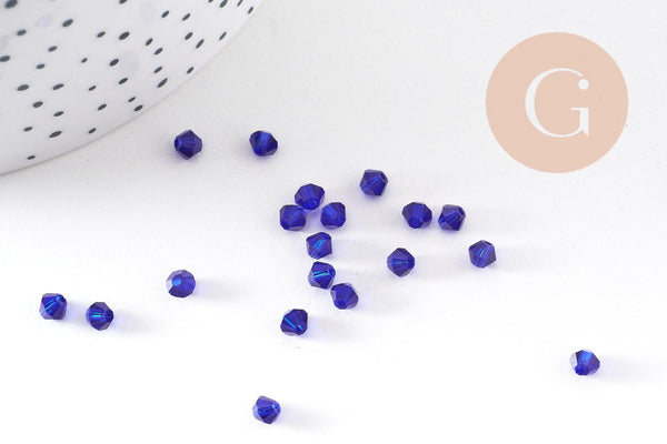 Perles bicone cristal autrichien facette bleu roi 4mm, x20 (G2356)