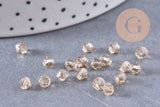 Perles bicone cristal autrichien facetté taupe 4mm, x20 (G1716)