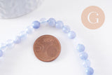 Perles calcédoine naturelle bleue 6mm, x1 fil de 38 cm (G2937)