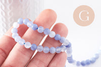 Perles calcédoine naturelle bleue 6mm, x1 fil de 38 cm (G2937)