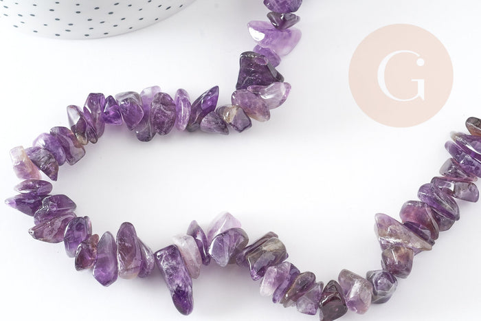 Perles-chips amethyste violette naturelle, x1 fil 90 cm (G3108)