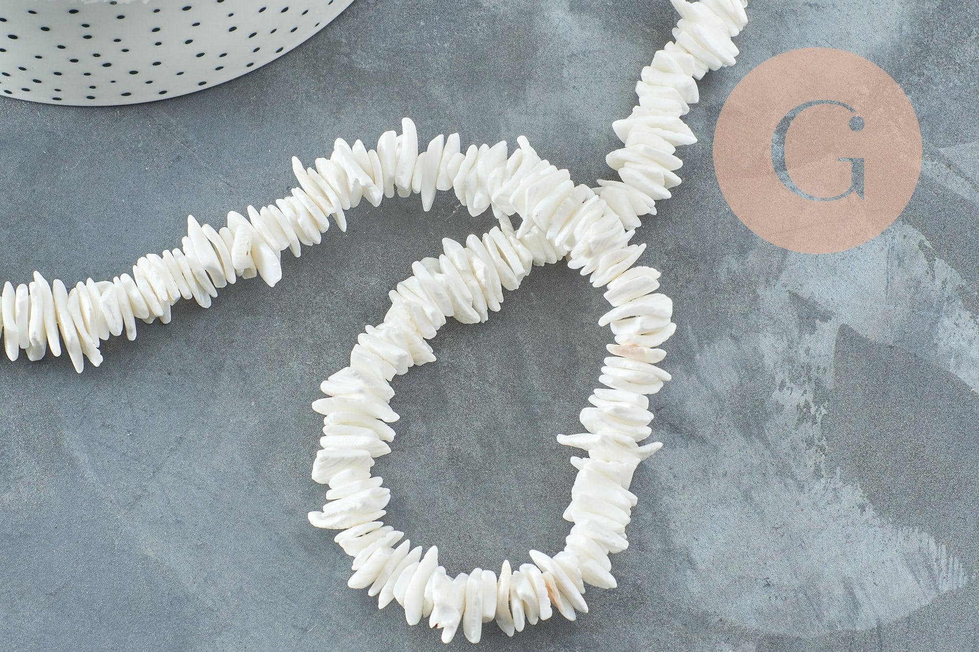 Perles chips coquillage naturel 6~12mm, x1 fil de 41cm (G3867)